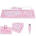Clavier Rose/Noir/Violet, Clavier Ergonomique Ultra-Mince Filaire USB, Clavier de Jeu de Dessin animé Mignon, pour Ordinateur de Bureau PC Portable, pour Jeu et Bureau(Rose)