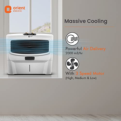 Image of Orient Electric Magiccool 55L Window Cooler for home | Powerfull Air Delivery | Premium Finish Body | Weather Resistant | 4-Way Cooling, Water Level Indicator | 1 Year Warranty by Orient | White