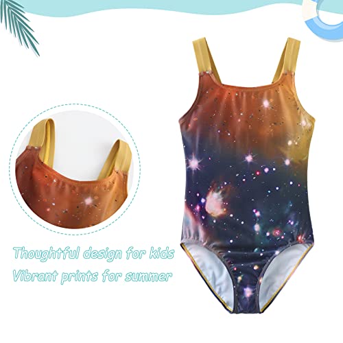 Image of Girls One Piece Swimsuits Tie Dye Bathing Suit Hawaiian Summer Swimwear for Girls 3-16 Years