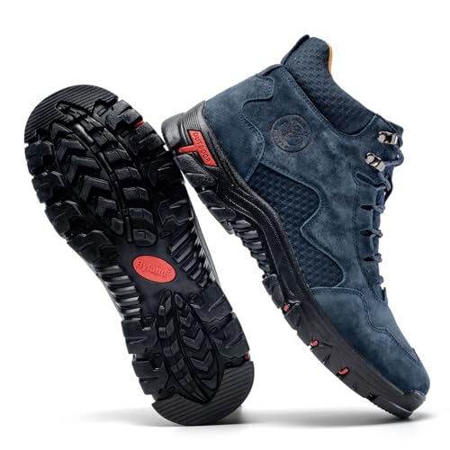 Image of FLYLAND Men's Chukka Boots Casual Leather Shoes Ankle Shoes Non Slip Breathable Comfortable Mid Top for Outdoor Driving Walking