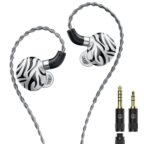 Fanmusic TRN White Tiger Casque hybride double pilote dynamique + diaphragme planaire 0,78 2 broches (sans micro)