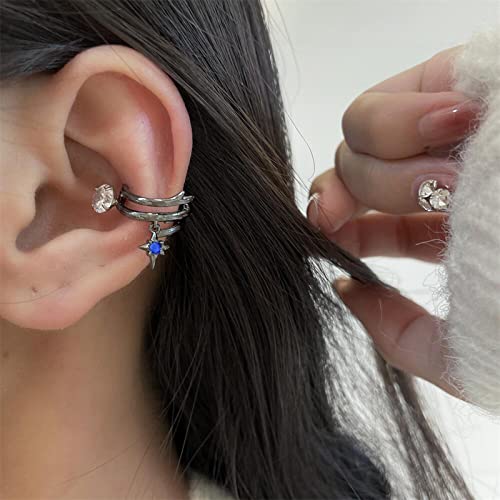 Black Ear Cuff Earring Chain Gothic Adjustable Non Pierced Night Talking Thorns Star Vintage Asymmetrical Dainty Earrings Jewelry Gift for Women Girls Christmas Birthday Halloween4