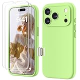 GOODVISH Silicone Cover per iPhone 17 Pro 6.3", Custodia con 2x Vetro Temperato [Pulsante Controllo Fotocamera] 360° Protezione Anticaduta Case per Cellulare Antiurto Resistente, Verde Primavera