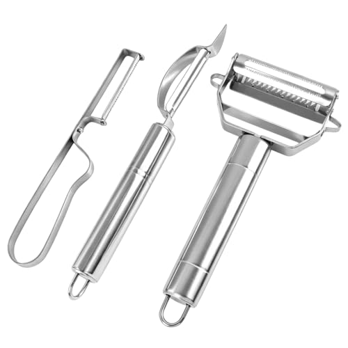 3 pièces Ensemble de Acier Inoxydable pour Légumes, Coupe à Spaghetti, Outils de Cuisine Pratiques, Inclus Éplucheurs de Pommes et Légumes, Ergonomique