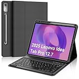 Keyboard Case for Lenovo Idea Tab Pro 12.7'' 2025, Magnetic Detachable Bluetooth Keyboard, Adjustable Kickstand, Folio PU Leather Case with Pen Holder, Soft Protective Back Shell, Auto Sleep/Wake，1