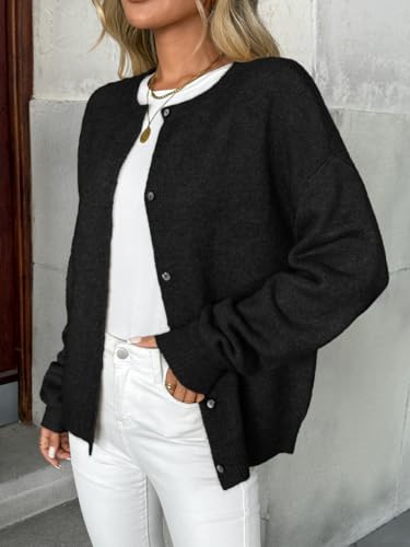 LILLUSORY Womens Crew Neck Button Down Cozy Cardigan Sweater Fall Outfits 20253