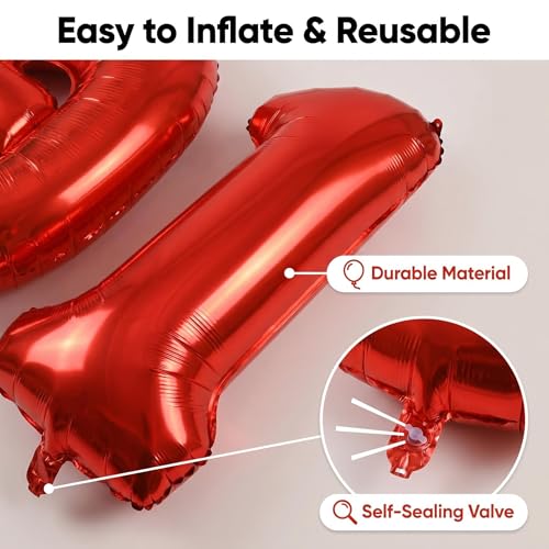 Image of YPSelected 32 Inch Large Foil Helium Number Balloon Birthday Wedding Party 0-9 (Red, 0)