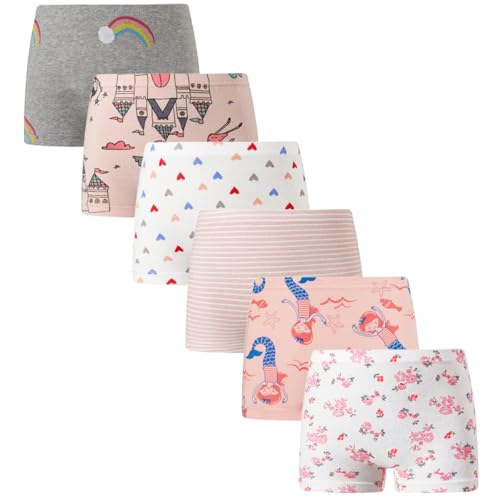 Family Feeling Soft Cotton Girls' Boyshort Panties Boxer Brief Underwear 6-Pack Size 2T