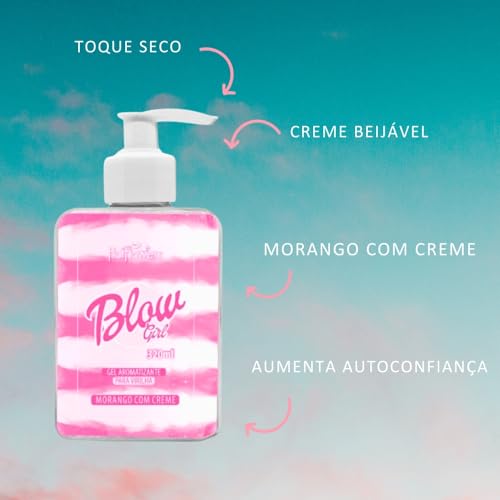 Blow Girl Mix de Gel e Creme Hidratante Beijável com Aroma de Morango e Creme, Toque Prazeroso e Ave