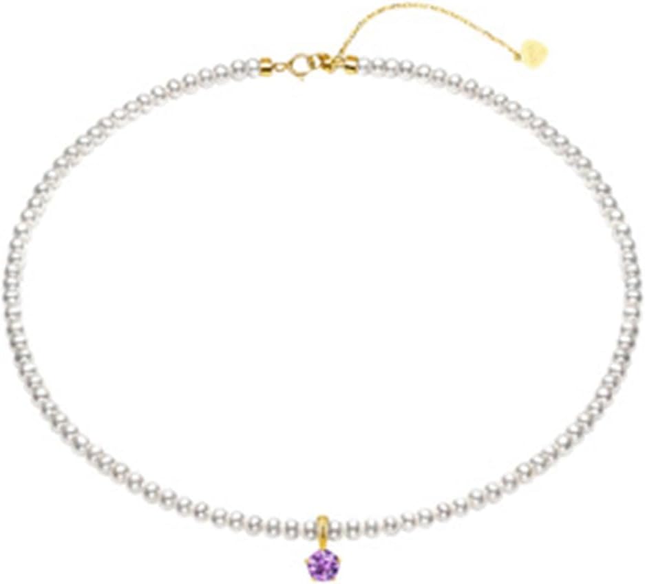 Chain Necklaces For Women, Sterling Silver 4-5mm Pearl Strands with Garnet/Peridot/Citrine/Topaz/Amethyst Pendant