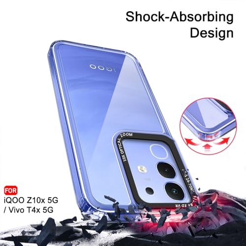 Image of TheGiftKart Hybrid Shockproof Back Cover Case for iQOO Z10x 5G / Vivo T4x 5G | Stylish Camera Border | Electroplated Buttons | Crystal Clear Hard Back Cover Case (TPU & PC, Transparent Bumper)
