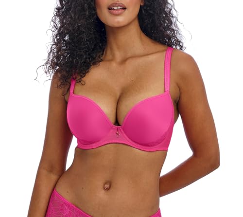 Freya Women's Fascinate Underwire Molded Plunge T-Shirt Bra, Hot Pink, 32F