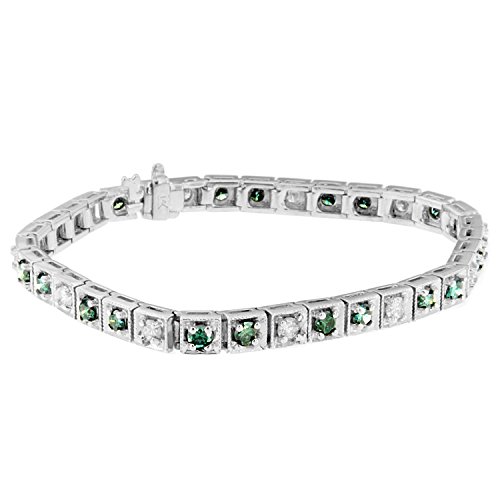 Original Classics 14K White Gold White And Treated Blue Diamond Bracelet (4 3/4 cttw, H-I Color, I1-I2 Clarity)