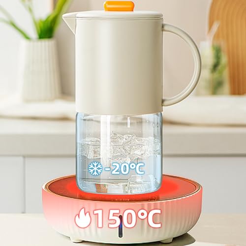 Jarra de cristal para agua de 1500 ml resistente al calor con asa para nevera 7