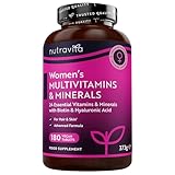 Nutravita Women's 24 Essential Active Vitamins and Minerals Vegan Tablets with Biotin & Hyaluronic Acid (180 Pieces)