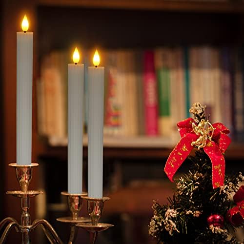 Yme 2pcs LED Taper Candles with Timer and Remote, Real Wax Electric Window Candles with Flickering/Steady Warm White Light for Candlesticks Halloween Wedding Home Decorations