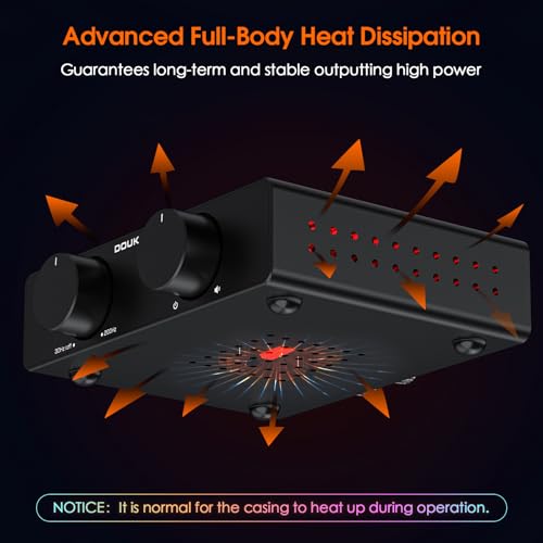 Douk Audio A5 2 Channel TPA3255 Stereo Amp, 300 Watts x2 Mini Hi-Fi Audio Power Amplifier Class D for Home Theater System, Passive Bookshelf Tower Speakers with High-Pass Filter + 48V Power Supply - Thumbnail 5