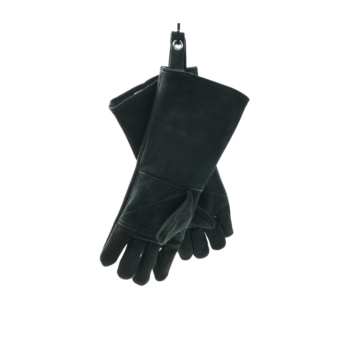 Gants Résistants à la Chaleur - Cuir Ignifuge - Haute Résistance - BBQ & Pro - Barbecue, Cuisine, Cheminée, Soudage, Four, Jardin, Camping, Atelier - Protection. 40x16cm