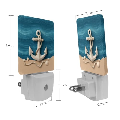 Image of NEWzone Anchor Night Light [2 Pack], Plug in Wall Led Night Lights Decor for Boys Girls Room, Dusk to Dawn Sensor Wall Lamp for Stairway /Bedroom /Kitchen /Nursery Room