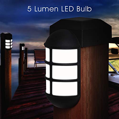 GreenLighting 12 Pack Marina Solar Post Cap Lights Metal Side Mount Dock Light for 4x4 Wood