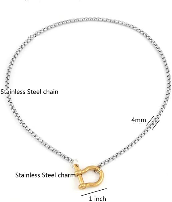 KURTCB Carabiner Necklace 14K Gold Plated Stainless Steel Statement Chunky Heavy Necklace for Women Men - Image 4