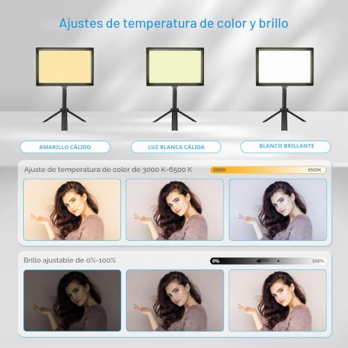 Luz fotográfica 3000-6500K bicolor recargable para videoconferencia y Vlog 4