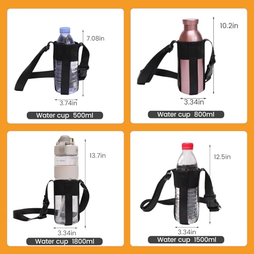 SZSUYAD Water Bottle Shoulder Strap, Suitable for 12-32oz, Adjustable Crossbody Bottle Strap For Outdoor(Bottle Excluded) (Black12-32oz)