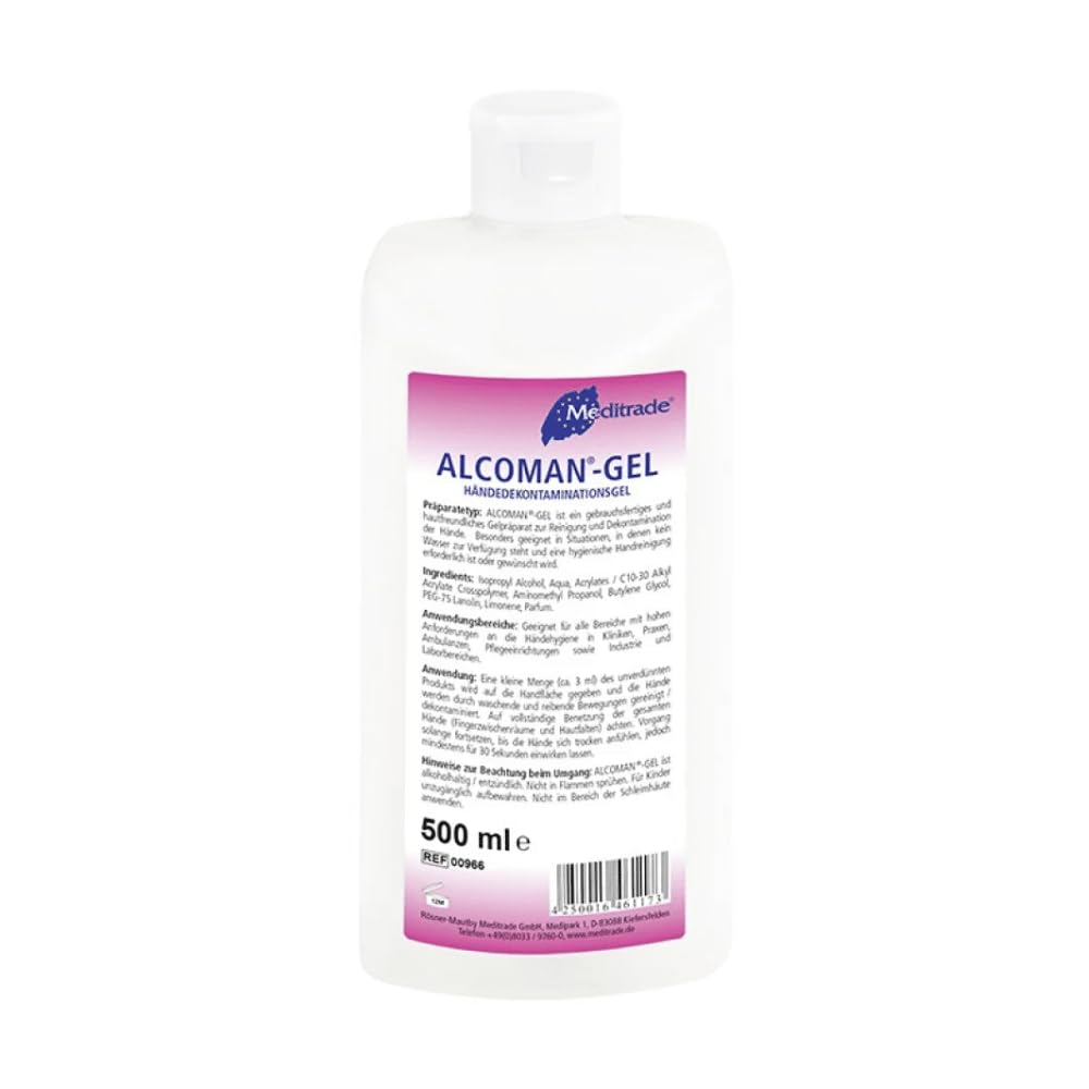 Meditrade Alcomang Gel 10 x 500 ml Bottiglia di gel per la decontaminazione delle mani