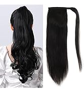 Ponytail Extension Human Hair Clip on Ponytail Hair Extension 100% Real Remy Human Hair Wrap Arou...