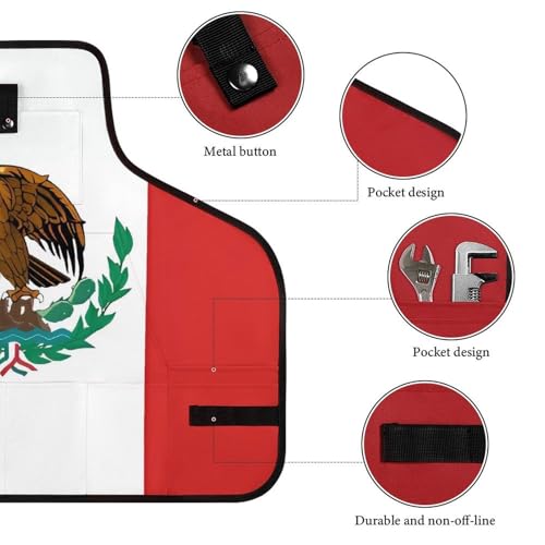 Delantal de trabajo con bandera de México y bolsillos miniatura 3
