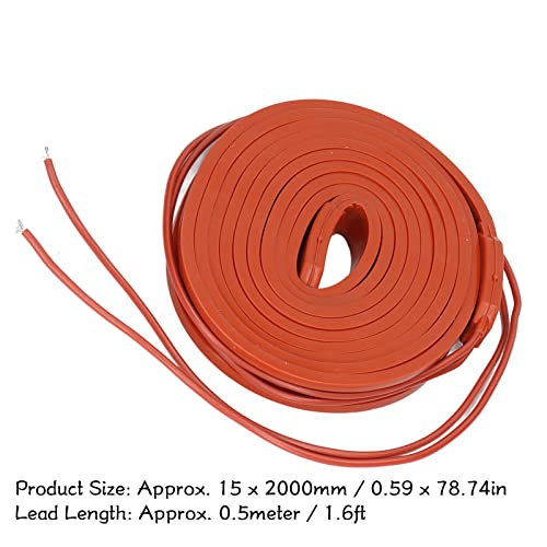 Yuecoom 15 x 2000mm/0.59 x 78.74in Silikon-Heizband, wasserdichte Flexible Heizung Anti Frost Gummi Heizkabel Für Luftkompressor 220V AC 150W