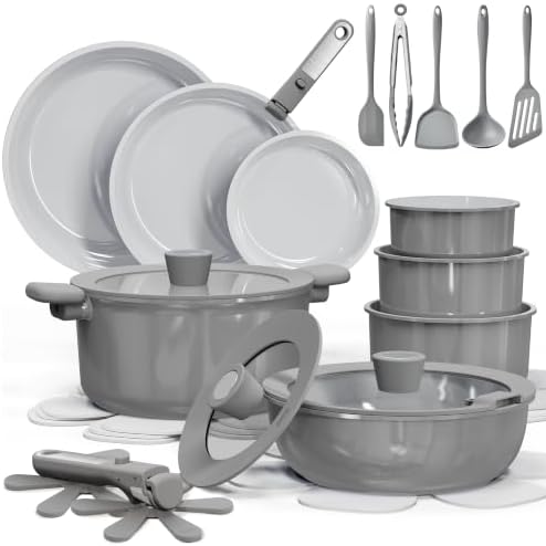 CAROTE 27pcs Ceramic Cookware Set Nonstick, Pots and Pans Set Non...