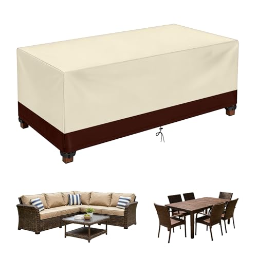 Funda Mesa Exterior Impermeable Rectangular para Muebles de Jardín Cubierta Cuadrada Tela Oxford 420D Anti Viento Anti-UV Funda Protectora Muebles Mesas Sillas-Beige brown||60x60x60cm(LxWxH)