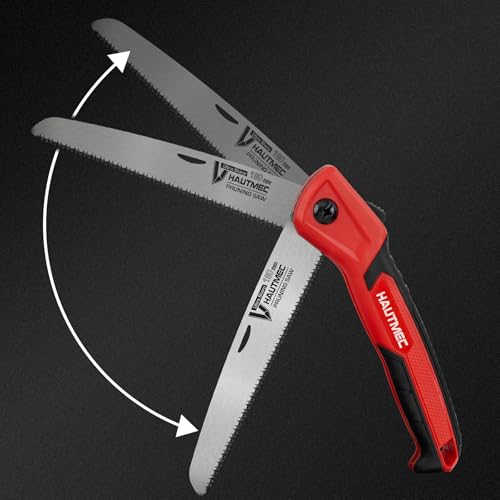 Image of HAUTMEC 7 inch Folding Pruning Saw, Small Hand Saws for Tree Trimming with SK5 Blade & Triple-Cut Teeth, Wood Cutting, Camping, Pocket & Bushcraft