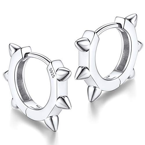 Punk Rivet Hoop Silver Earrings Women Sterling Silver Cool Huggie Earrings For Male #TOP27