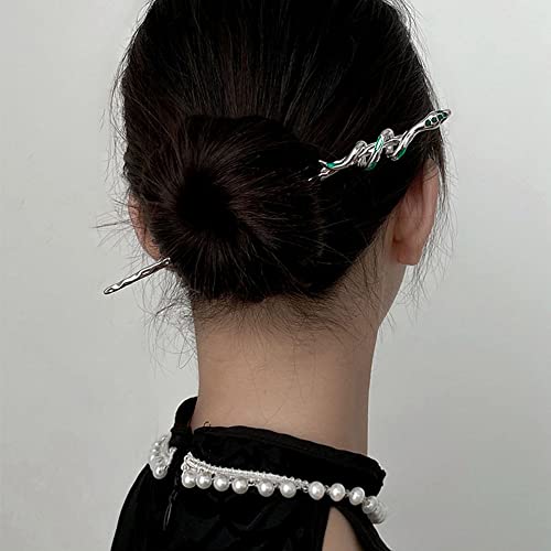 4 Pack Snake Design Hair Sticks for Long Hair - 2 in 1 Hair Accessories, Chinese Style Hairpin for Women & Girls, Halloween & - Thumbnail 4