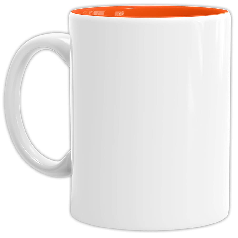 Bastel-Tassen ohne Druck zum Bemalen aus Hochwertiger Keramik Einzeln oder im Set/Mug/Cup/Becher/Pott - Innen Orange 24er Set