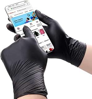 Black Vinyl Disposable Gloves | Latex Free Gloves | Powder Free Gloves | Medical Exam Gloves | Use in Surgical, Home, Cleaning, and Food Gloves | Extra Strong and Thick  Box of 100  Black - (Small)