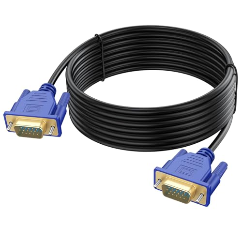 Image of VGA Cable 15FT, VGA Cord 15 Foot VGA Computer Monitor Cable HD15 1080P for PC Laptop TV Projector Monitor