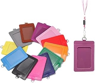 T8PRO PU Leather ID Badge Holder | Detachable Neck Lanyard id Card Holder | Office School Business Travel (Light Pink)