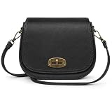 Woodland Leathers Crossbody Bag for Women, Faux Leather Small Cross Body Phone bag and Womens Shoulder Bag Mini Bag with Brass Tone Lock and Adjustable & Detachable Strap (Black Bag)