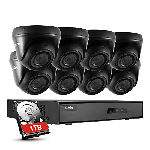 SANNCE Kits de Seguridad 8 1080P C�maras Sistema de Vigilancia H.264 CCTV 8CH DVR Lite IP66 Impermeable, IR-Cut, Visi�n Nocturna Hasta 20M - 1TB Disco Duro