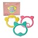 Silikon Beißring Baby 3er-Set, Beissring Baby BPA-frei,Baby Beißring aus weichem Silikon zur Zahnungshilfe und Massage mit Griff ( Pink, Minze, Gelb)