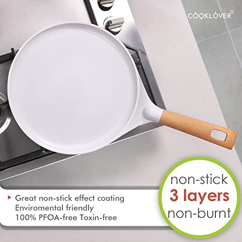 Cooklover Crepe Pan Nonstick Die Cast Aluminum Pfoa Free Induction Omelet Pan 8.7 Inch - Sea-Salt Gray #TOP3