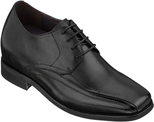 Calden Men's Invisible Height Increasing Elevator Shoes - Black Leather Lace-up Lightweight Dress Oxfords - 3 Inches Taller - K333021