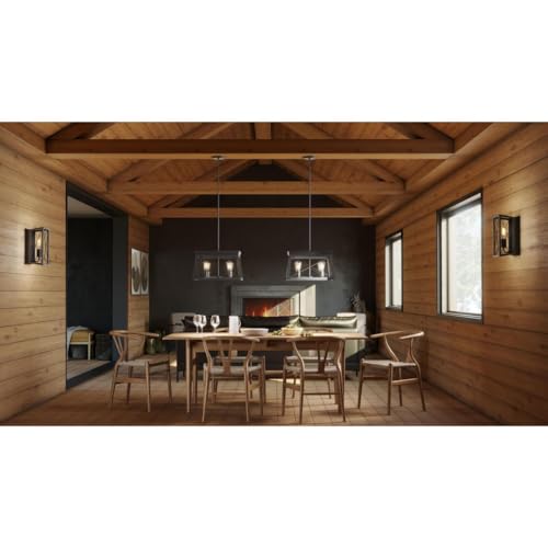 Image of Progress Lighting 4 Light Chandelier, Rustic Farmhouse Style Modern Hanging Light Fixture for Kitchen and Dining Room, Briarwood Collection, Textured Black