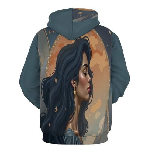 Sweat à Capuche 3D Imprimé Aquarelle Rêveuse Lune Pull Unisexe Tendance à Poches - 4