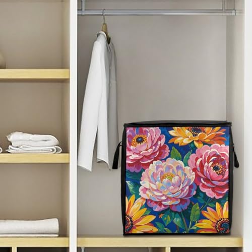 Bolsa de almacenamiento de ropa con flores para ordenar mantas 7