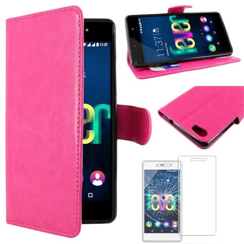 ebestStar - Coque Compatible avec Wiko Fever SE Special Edition Etui PU Cuir Housse Portefeuille Porte-Cartes Support Stand, Rose + Film écran Verre Trempé...