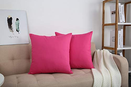 Tangdepot Handmade Decorative Solid 100% Cotton Canvas Throw Pillow Covers /Pillow Shams, (18" X18" , Hot Pink, 1 Count (Pack Of 1)) #TOP6